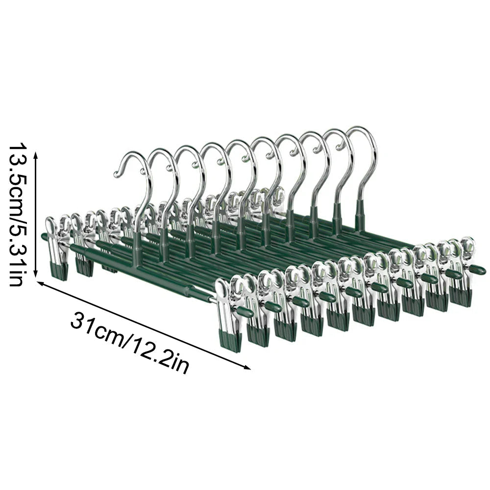 Closyra Stainless Steel Hanger with Clips | Adjustable & Non-Slip | For Skirts, Pants & Underwear | Space-Saving & Seamless
