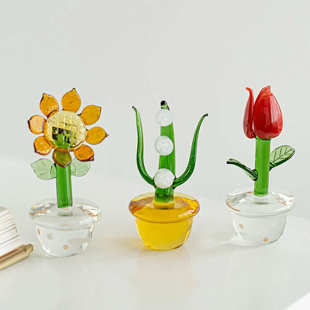 Plants with Pot Glass Ornament