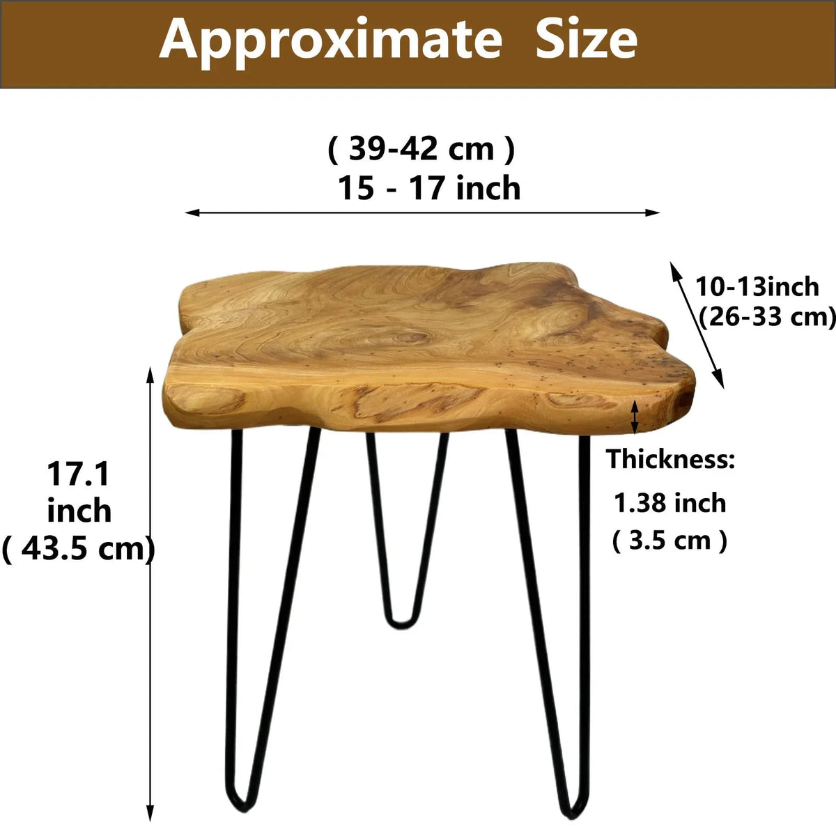 Wooden Side Table with Natural Edge Nightstand Plant Stand