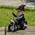 Gnome on Motorcycle Resin Figure for Garden