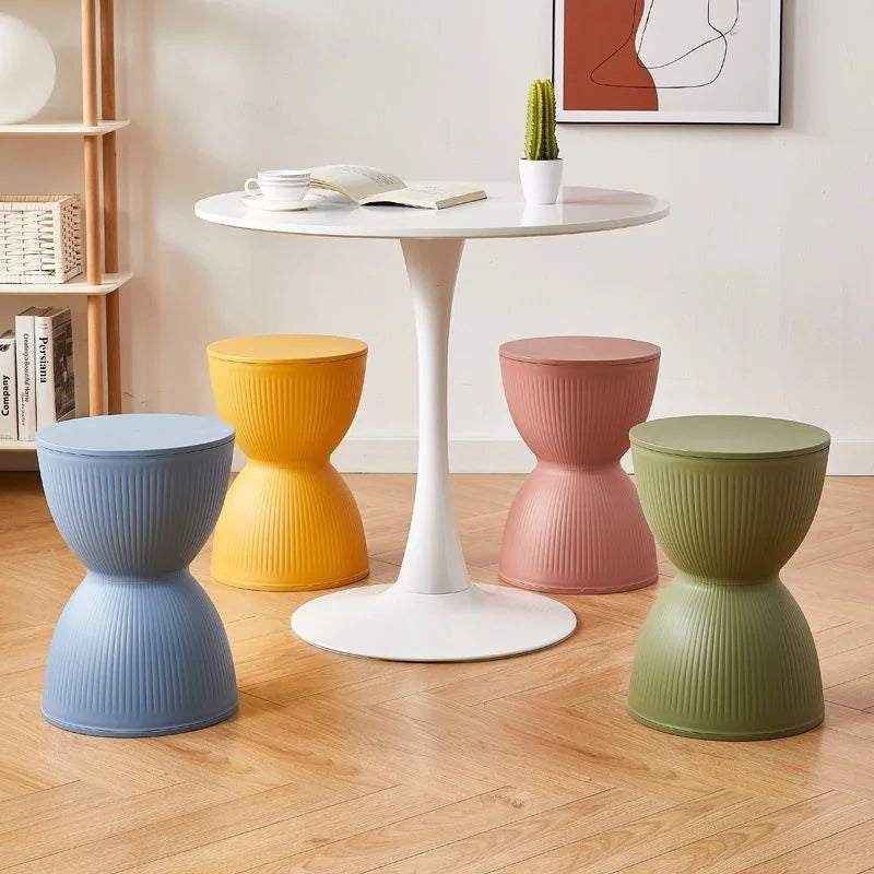 Nordic Plastic Low Side Table with Hourglass Design