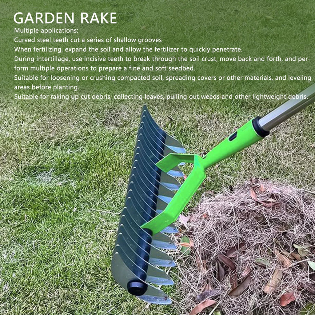 RasenPro Rake Head | Lawn Scarifier Stainless Steel | Curved Tines | For Moss, Leaves & Soil Care