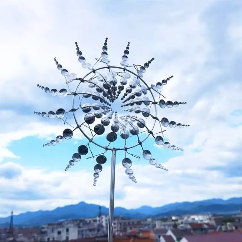 Enchanting Solar-Powered 3D Kinetic Wind Sculpture for Gardens