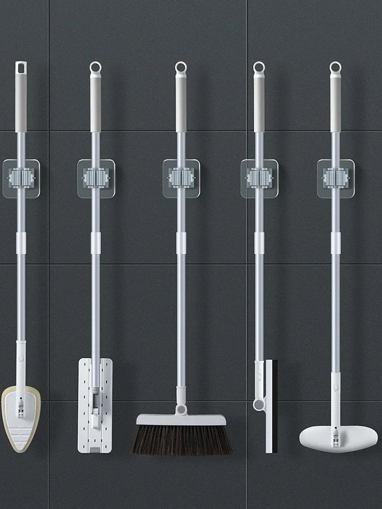 Mop holder FixoGrip | Self-adhesive & Waterproof | Wall mount without drilling | Set of 4