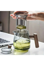 Wood Handle Glass Teapot