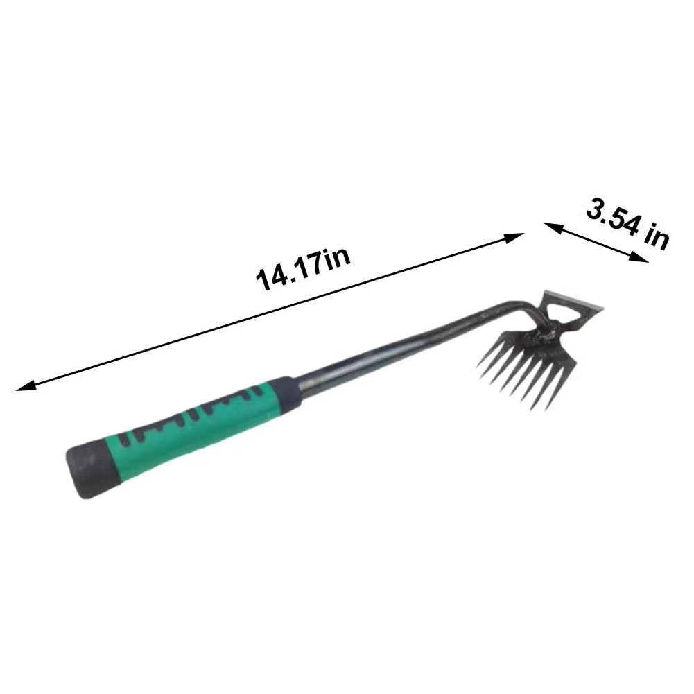 Dual-Purpose 8-Tooth Manganese Steel Hoe with Non-Slip Rubber Handle for Weeding, Digging, and Soil Loosening