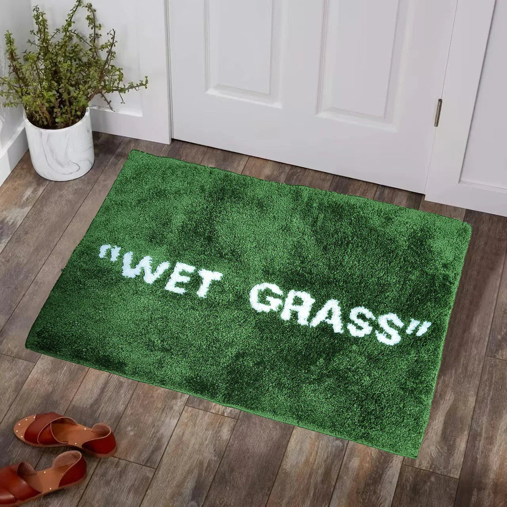 FreshLawn Comfort Mat – Trendy "Wet Grass" doormat in green with soft plush