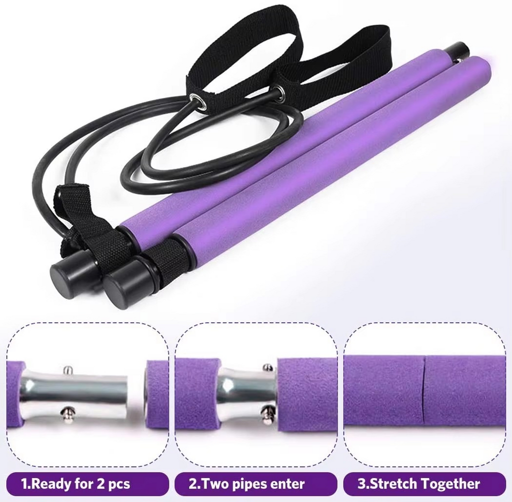 Portable Pilates Bar Kit with Resistance Bands for Full Body Home Workouts