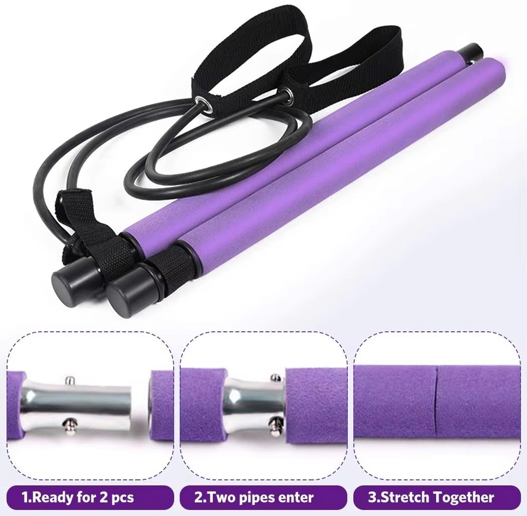 Portable Pilates Bar Kit with Resistance Bands for Full Body Home Workouts
