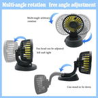 Ventoro Auto Fan 12V/24V/5V | USB or Cigarette Lighter | Rotatable & Compact | For Car, Truck, SUV, Motorhome & Office