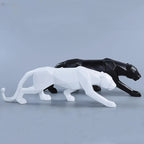 Panther Statue, Animal Figure, Abstract Geometric Style, Resin, Leopard Sculpture, Home Office, Desktop Decoration, Crafts