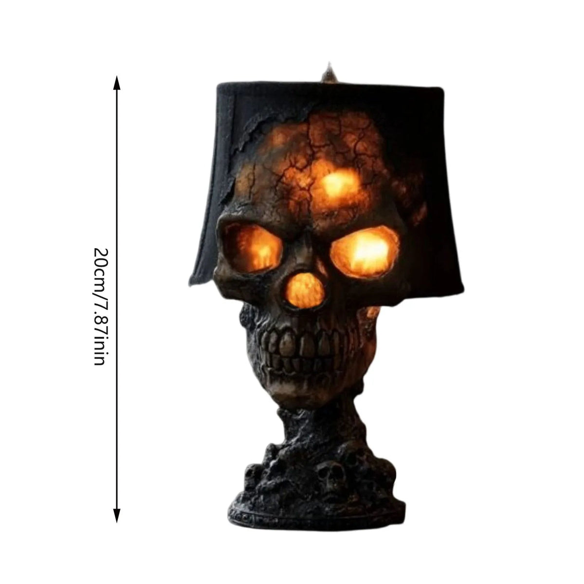 Gothic Table Lamp SkullFire | Halloween Skull Decor | LED Ambient Light | 20 x 11 x 11 cm