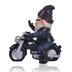 Gnome on Motorcycle Resin Figure for Garden