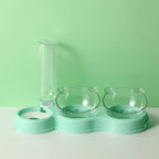 3-in-1 feeding station with drinking dispenser & raised bowl