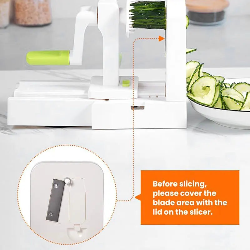 SpiraChef Vegetable Spiralizer | 5-in-1 Spiralizer & Slicer | With Suction Foot & Foldable Design | For Zoodles, Vegetables & Fruits