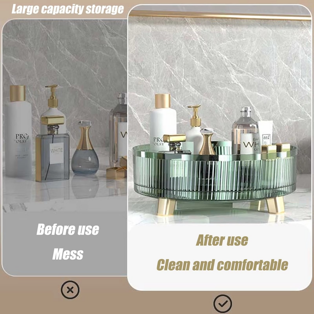 Clear Rotating Makeup Organizer for Easy Access & Display