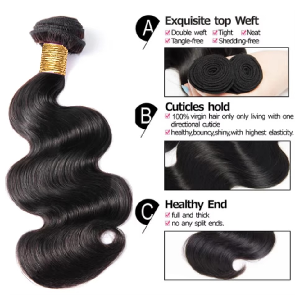 Short Peruvian Body Wave Hair Bundles 3/4 Pack Deals, 100% Unprocessed Virgin Human Hair, Loose Body Weave