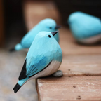 Handcrafted Mountain Blue Robin Wood Sculpture