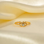 Adjustable 18k Diamond Center Evil Eye Ring
