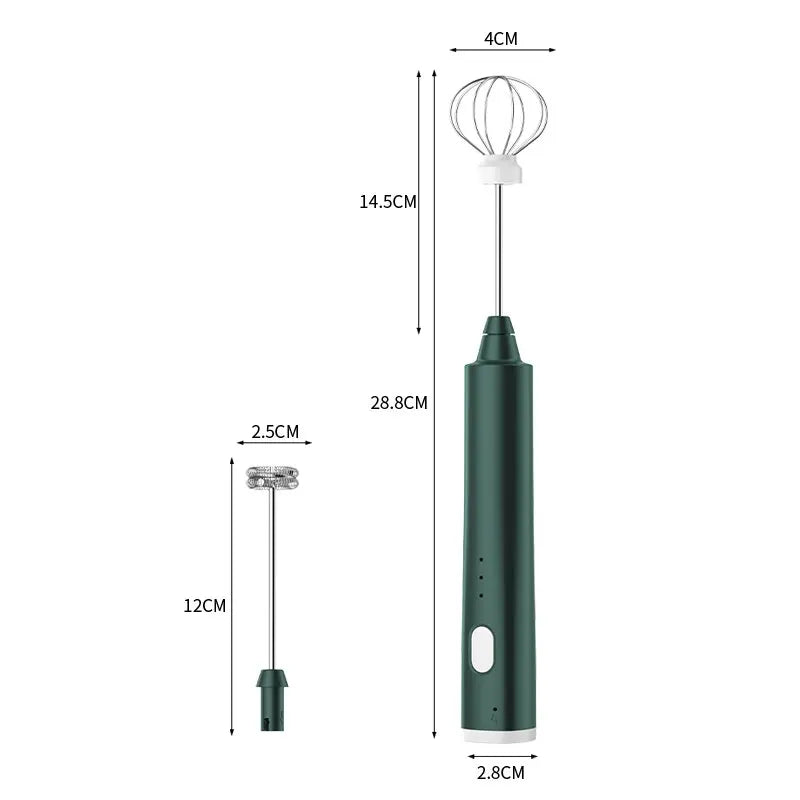 FROTHORIA Electric Milk Frother & Mixer | Rechargeable | 3 Speeds | 2 Attachments