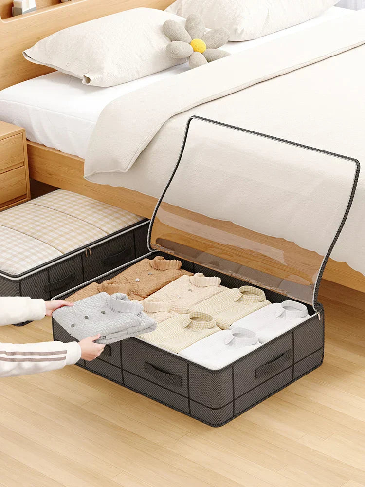 Hidevera Underbed Bag | Foldable & With Window | Tear-Resistant & Breathable | For Bedding & Clothing