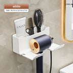Multifunctional hair dryer holder – wall mounted | no drilling | with plug storage | ABS plastic