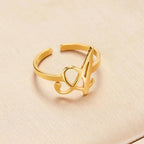 Adjustable Italic Cursive Letter Initial Ring