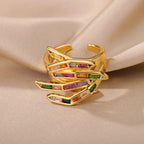 Geometric Claw Scattered Diamond Ring