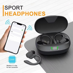 SP16 True Wireless Earbuds with Ear Hooks, Waterproof Sports Headphones with Mic and HiFi Stereo Sound