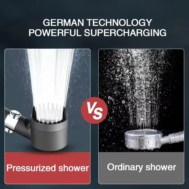 High Pressure 3-Mode Shower Head with Built-In Filter and Massage Brush