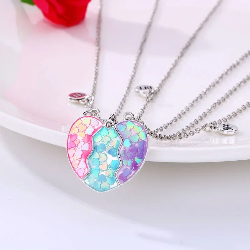 Magnetic Peach Broken Heart Necklace