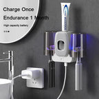 UV Toothbrush Holder PureBrush UV | Sterilization with UV Light | Automatic Toothpaste Dispenser | Wall Mounting Without Drilling