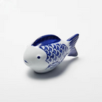 Blue and White Porcelain Floating Koi Fish Desktop Ornament