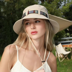 Striped Boho-Style Summer Sun Hat - Unisex Wide Brim Outdoor Cap