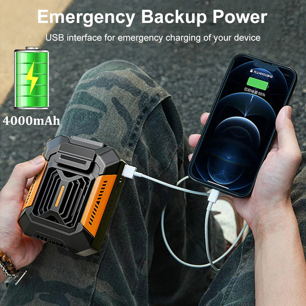 Venturio 3-in-1 Clip Fan | With LED & Powerbank | Portable & Powerful | 4000 mAh Battery