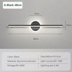 LED Wall Light LineaLux | Black & Gold | 40/60/80 cm | Warm, Cold & Three-Color Light | Modern Mirror & Wall Lighting