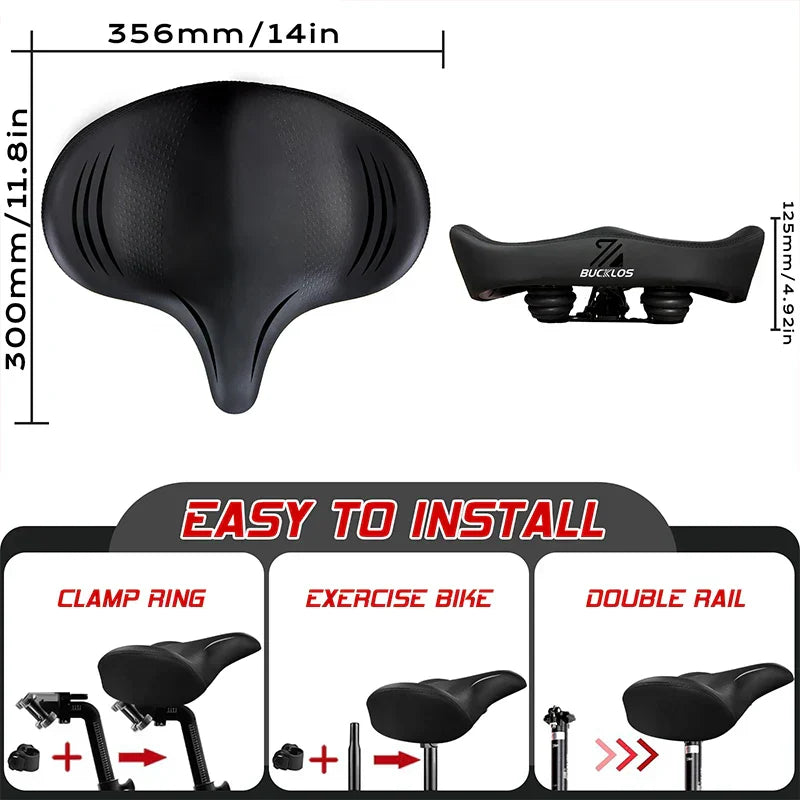 Oversized Bike Saddle with Shock Absorption and Waterproof Design – Comfortable Bicycle Seat for Long Distances