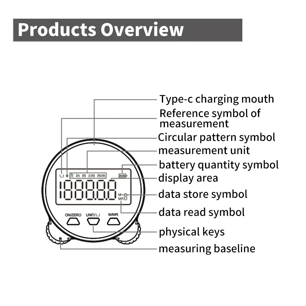 High Precision LCD Display Rechargeable Digital Ruler