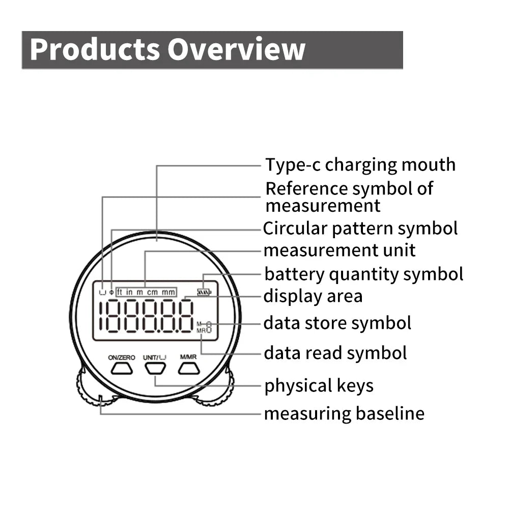 High Precision LCD Display Rechargeable Digital Ruler