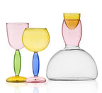 Chalice and carafe made of colored glass by Phillips