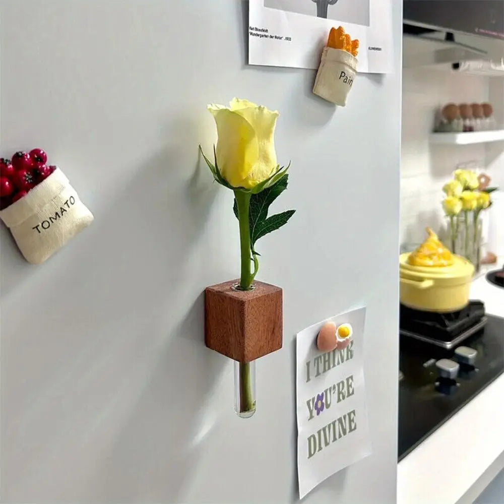 Wooden Magnetic Flower Tube Vase
