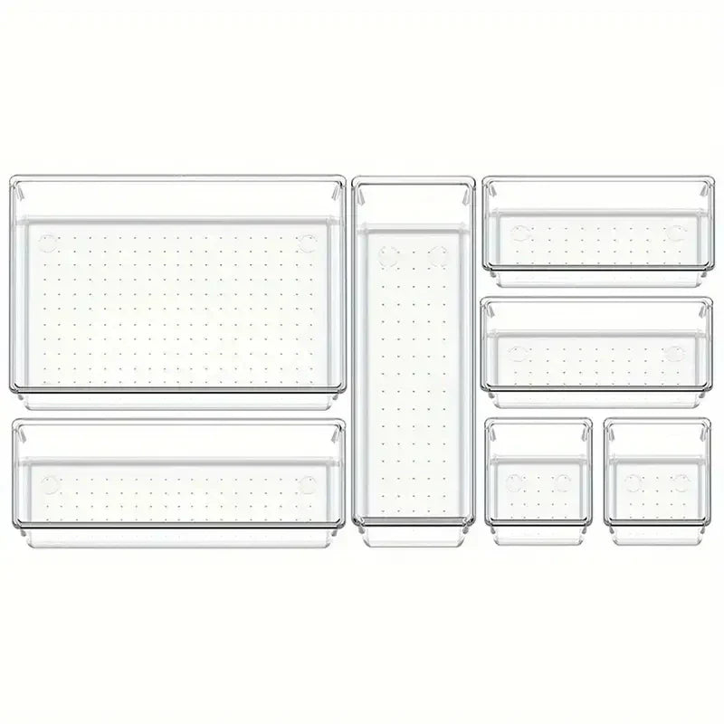 Clearyx Organizer Set | 18-piece Transparent | Modular & Stackable | For Bathroom, Kitchen & Office