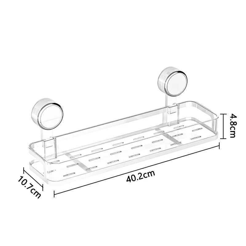 Wall shelf with suction cup | No drilling | Shelf for bathroom & kitchen | Multifunctional
