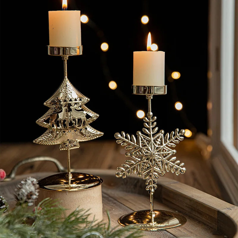 Iron Christmas Candlestick Holders