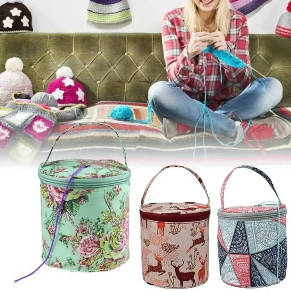 Wollina Yarn Bag | Cylindrical Wool Pouch made of Polyester | Compact & Portable | For Crochet & Knitting Accessories