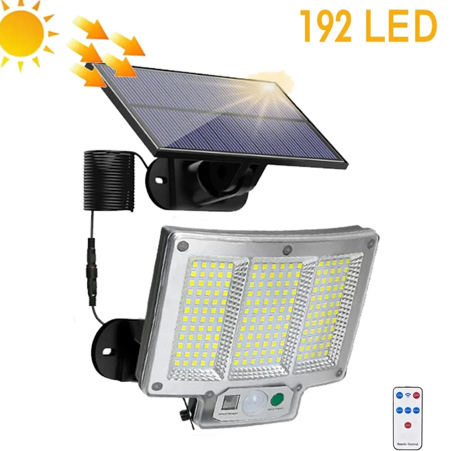 Solvalux Solar Wall Light with Motion Sensor | 192 LEDs | Removable Solar Panel with 5 m Cable | 4 Modes & Remote Control | IP65 Waterproof
