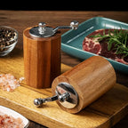 Luxury set of manual salt and pepper mills made of wood