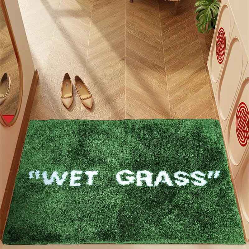 FreshLawn Comfort Mat – Trendy "Wet Grass" doormat in green with soft plush