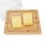 Rectangular cheese and butter dish with bamboo board
