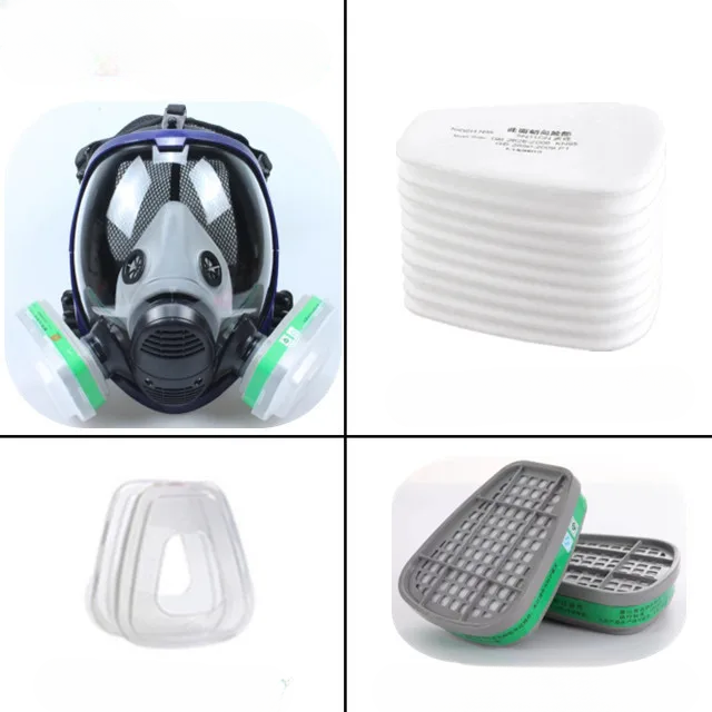 Full Face Respirator Mask with Anti-Fog Lens and Industrial Gas Filters